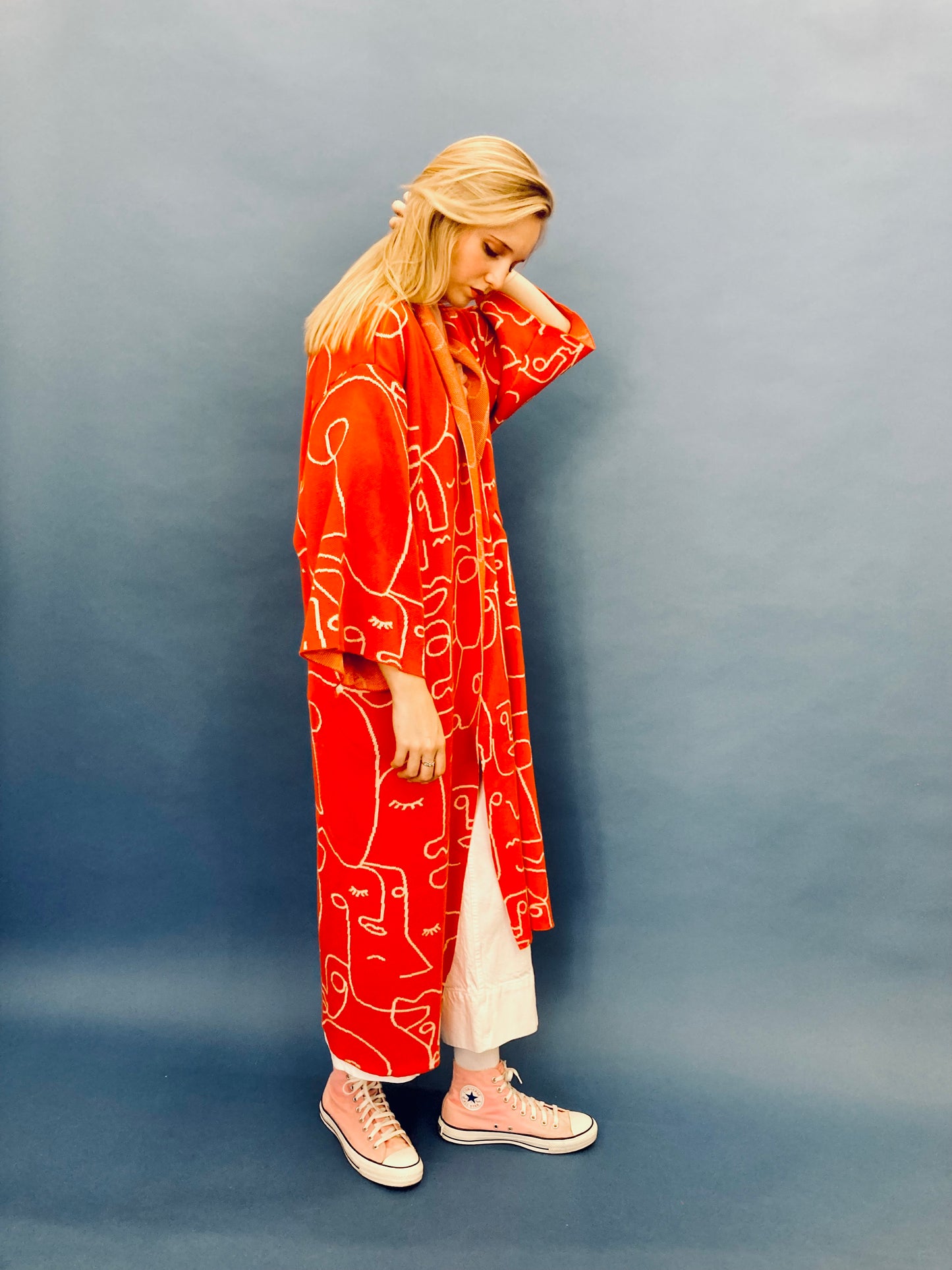 Faces Kimono Coat