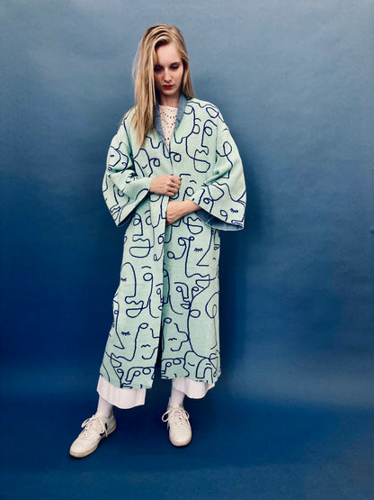Faces Kimono Coat