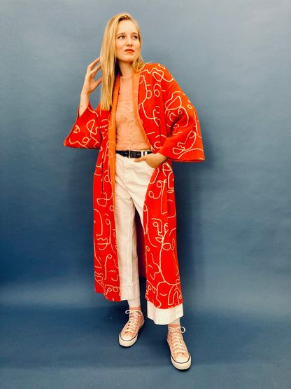 Faces Kimono Coat