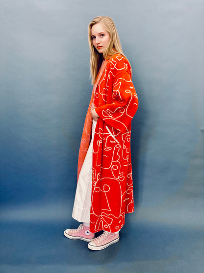 Faces Kimono Coat