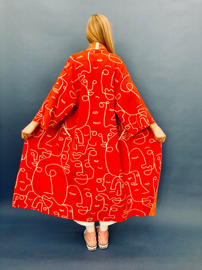 Faces Kimono Coat