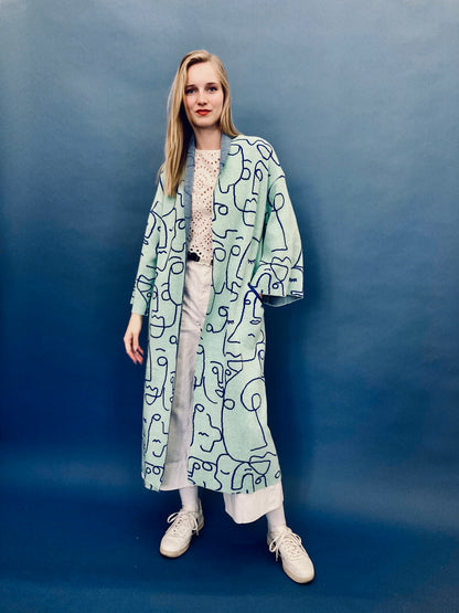 Faces Kimono Coat