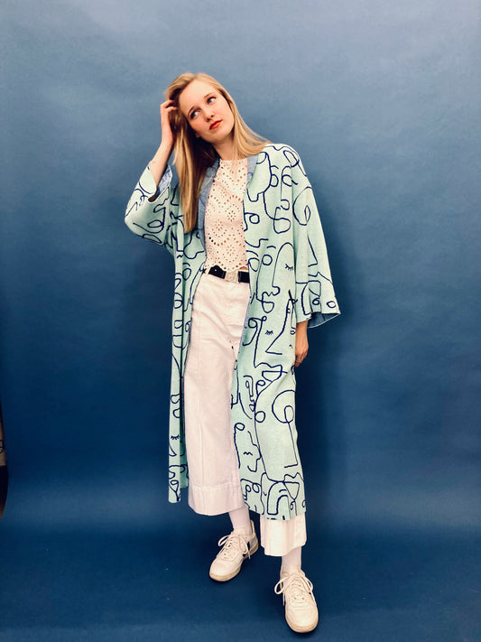 Faces Kimono Coat