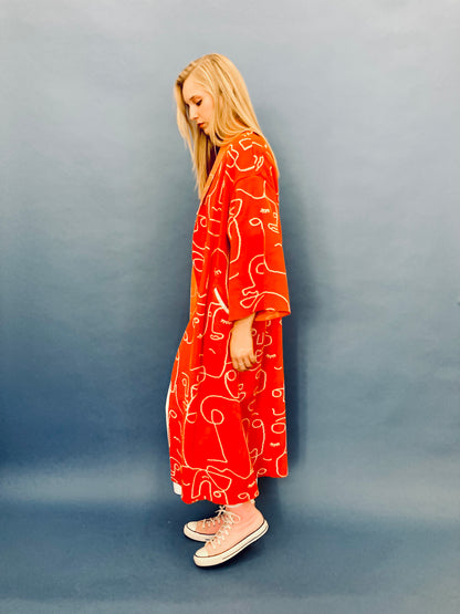 Faces Kimono Coat