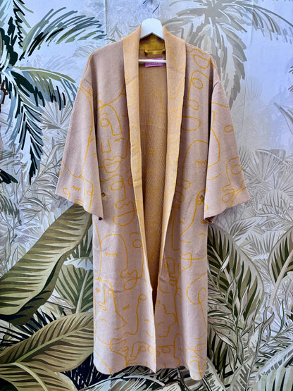 Faces Kimono Coat
