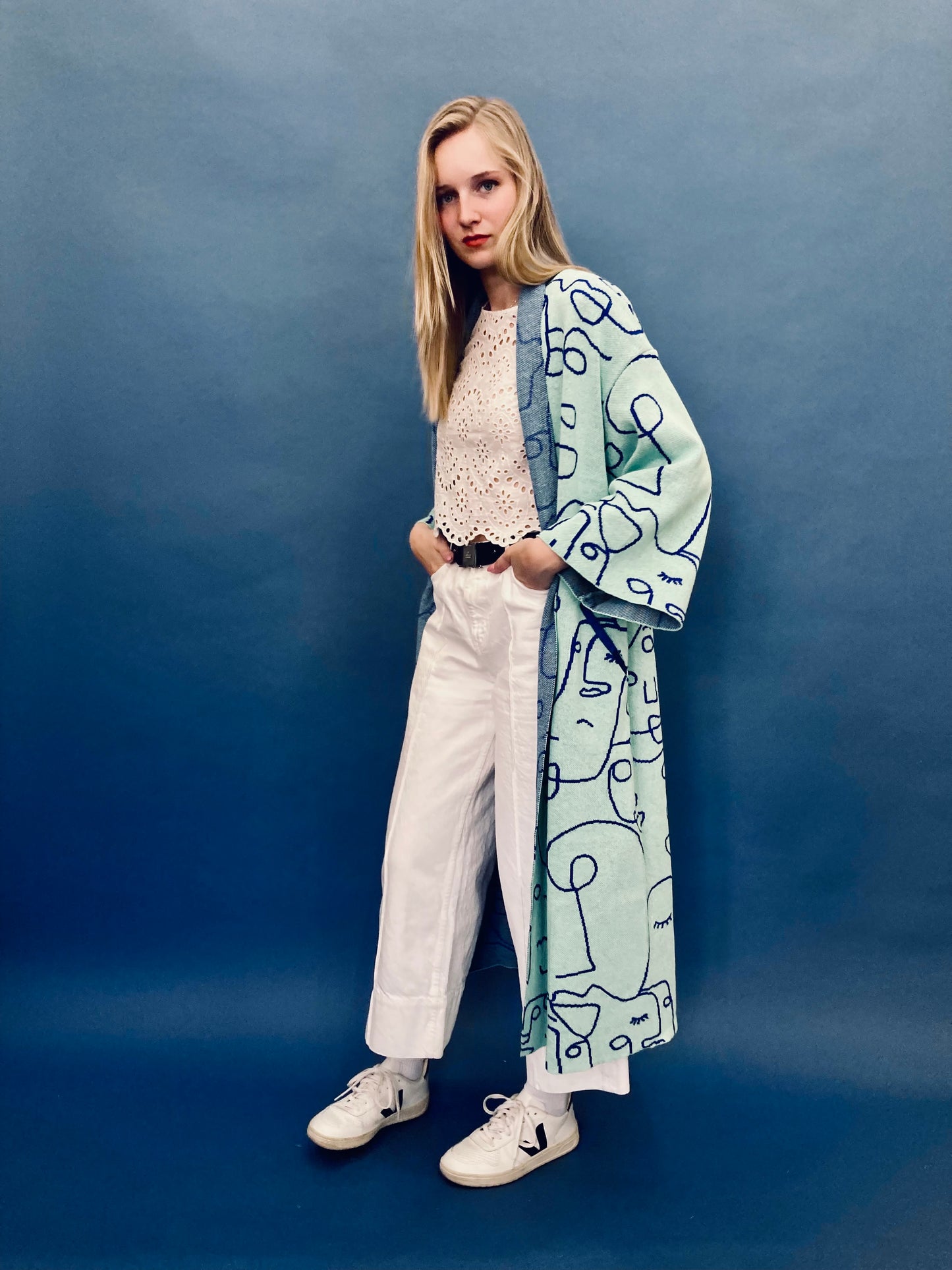 Faces Kimono Coat
