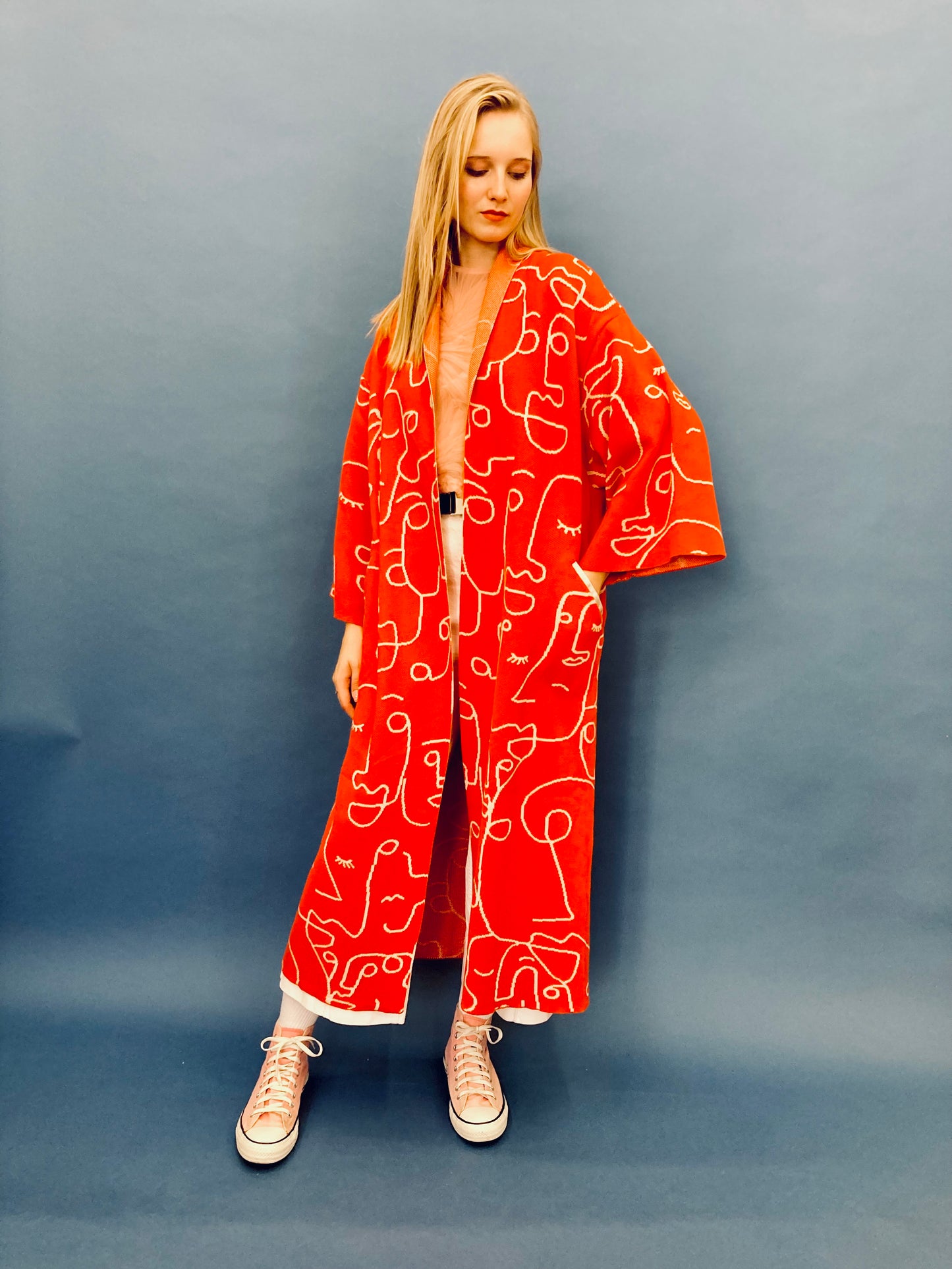 Faces Kimono Coat