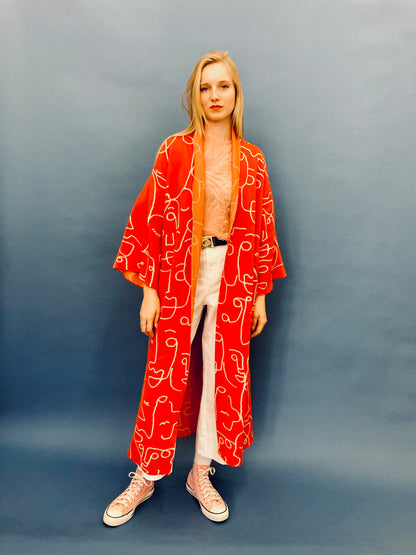 Faces Kimono Coat