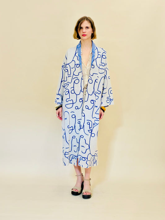Faces Kimono Coat